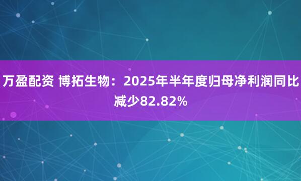 万盈配资 博拓生物：2025年半年度归母净利润同比减少82.82%